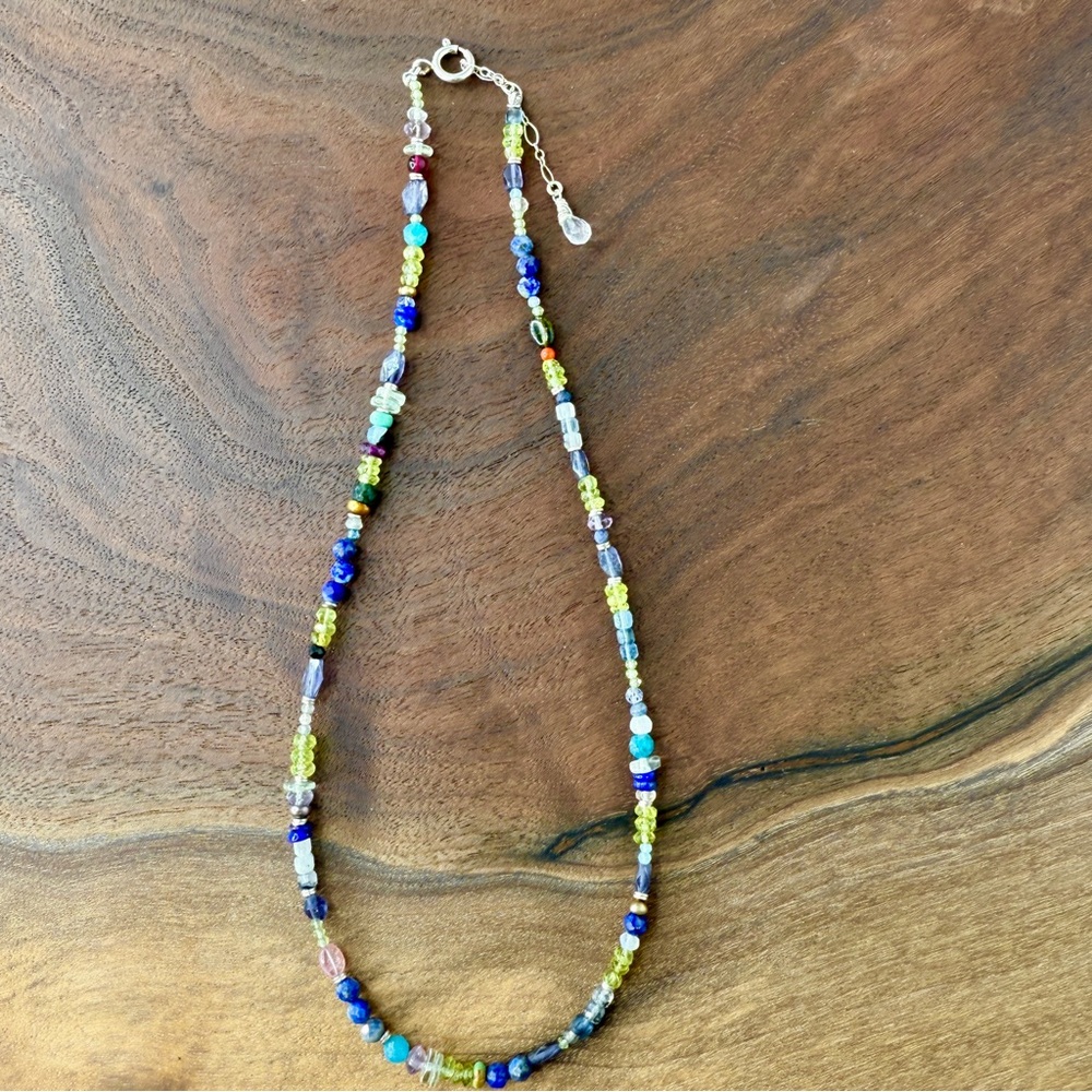 Beaded Mixed Gemstone Necklace, Artisan Jewelry